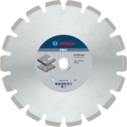 Disco de diamante para asfalto Bosch PRO 350 mm para cortar asfalto.