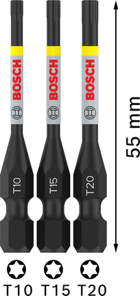 Juego de puntas de impacto Bosch PRO T T10 T15 T20 de 55 mm.