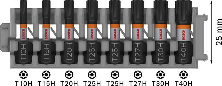 Juego de puntas de impacto Bosch PRO TH T10H a T40H, 8 piezas.