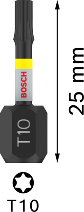 Punta de impacto Torx T10 de 25 mm de Bosch PRO para atornillar.
