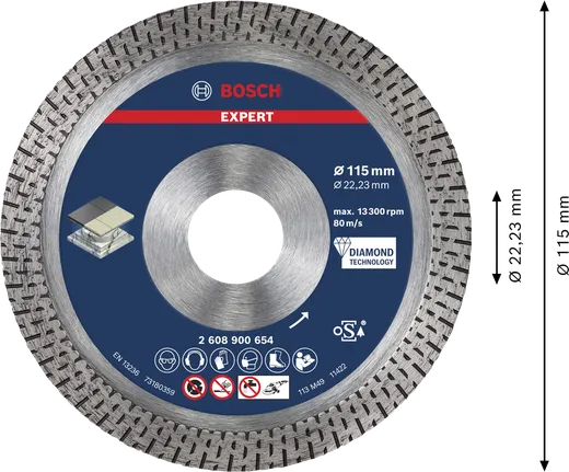 Disco de corte de diamante Bosch EXPERT HardCeramic 115 mm.