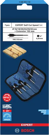 Juego de 7 brocas de pala de corte rápido Bosch EXPERT Self Cut.