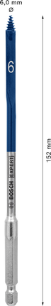 Broca de pala autocortante Bosch EXPERT de 6 x 152 mm.