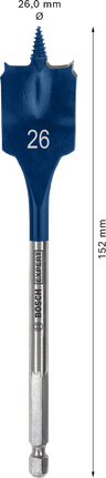 Broca de pala autocortante Bosch EXPERT de 26 x 152 mm.