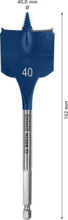 Broca de pala autocortante Bosch EXPERT de 40 x 152 mm.