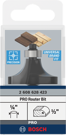 Broca fresadora Bosch PRO para redondear sobre vástago R 1/2″ 1/4″.