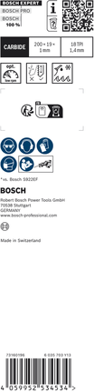 Hoja de sierra recíproca Bosch EXPERT Thin Tough Metal S 1022 de carburo EHM.