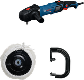 Pulidora Bosch GPO 14-180 S con mango y almohadilla de pulido.