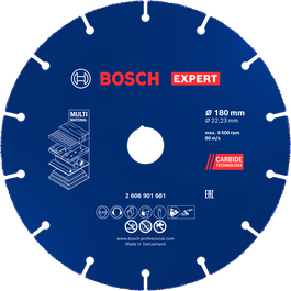 Disco de corte de carburo multimaterial Bosch EXPERT de 180 mm.