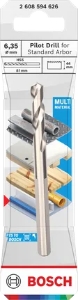 Broca piloto Bosch para eje estándar HSS-G de 6,35 x 44 mm.