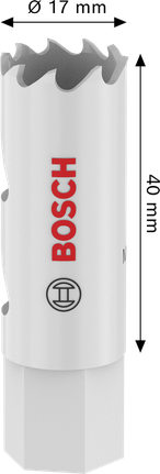 Sierra de corona roscada multimaterial Bosch 17 x 40 mm.