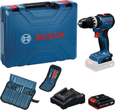 Taladro atornillador inalámbrico Bosch GSB 18V-52 con maletín y accesorios.