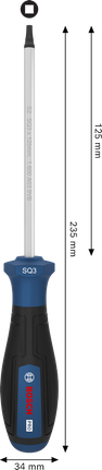 Destornillador Bosch PRO SQ3 x 125 mm con mango ergonómico.