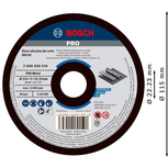 Disco de corte de metal Bosch PRO de 115 x 3 x 22,23 mm.