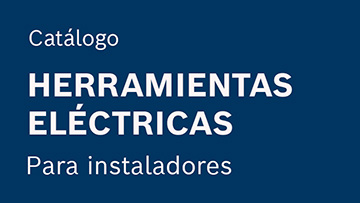Catálogo de herramientas eléctricas para instaladores en fondo azul.