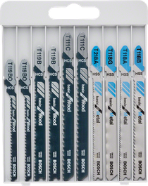 Juego de hojas de sierra de calar Bosch de 10 piezas para madera y metal.