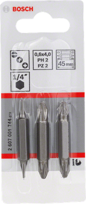 Juego de puntas de doble punta de 3 piezas de Bosch.