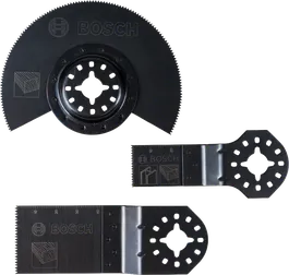 Juego de hojas para herramienta multiusos Bosch para cortar madera y metal.