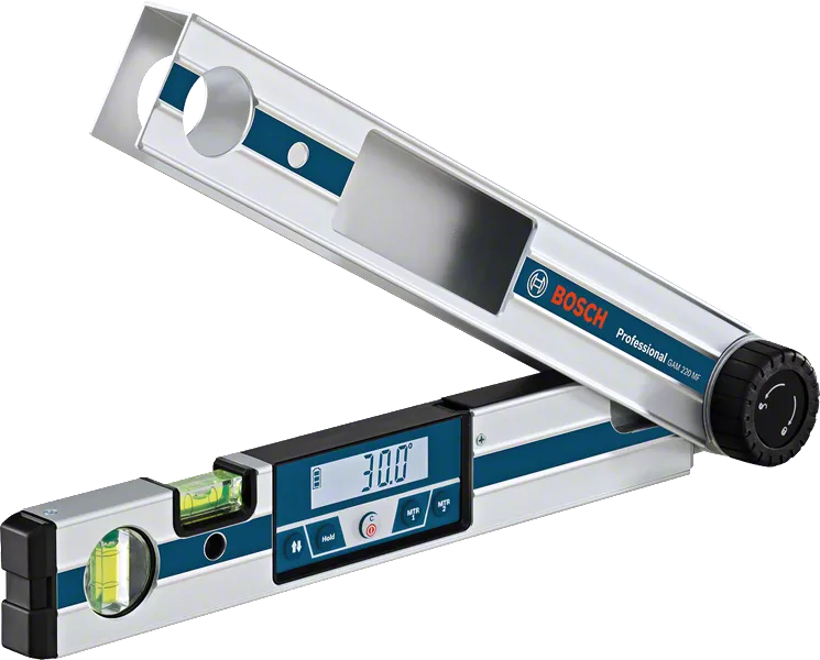 Medidor de ángulos Bosch GAM 220 MF con pantalla digital.