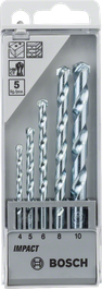 Juego de 5 brocas para mampostería Bosch CYL-1 de 4 a 10 mm.