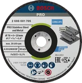 Disco abrasivo Bosch PRO para acero inoxidable y metal, 76 x 4 x 10 mm.