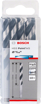 Juego de brocas helicoidales Bosch HSS PointTeQ de 5/16 de pulgada.