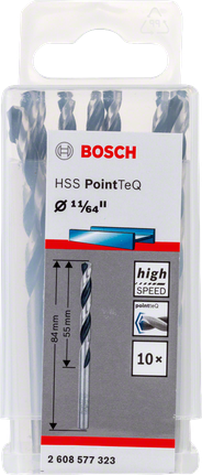 Juego de brocas helicoidales Bosch HSS PointTeQ de 11/64 pulgadas.
