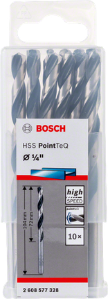 Juego de brocas Bosch HSS PointTeQ de 1/4 de pulgada.