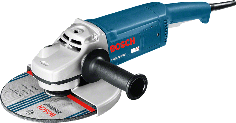 Amoladora angular Bosch azul.