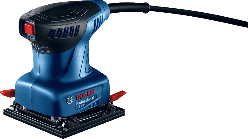 Lijadora orbital Bosch GSS 140 con plato lijador rectangular.