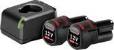 Kit de inicio Bosch 12V con cargador y dos baterías de 2,0 Ah.