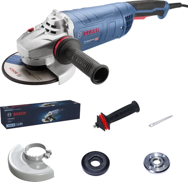 Amoladora angular Bosch GWS 25-180 con accesorios.