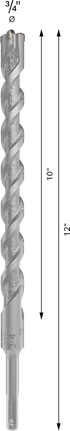 Broca para taladro percutor Bosch PRO SDS plus-5X, diámetro 3/4 pulgada.