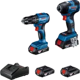 Juego de taladro y atornillador de impacto Bosch GDR 18V-200 C y GSB 185-LI.