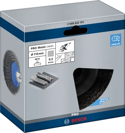 Cepillo biselado Bosch PRO Metal clean 115 x 0,3 mm.
