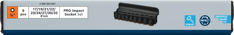 Juego de vasos de impacto Bosch PRO de 3/4″ (9 piezas).