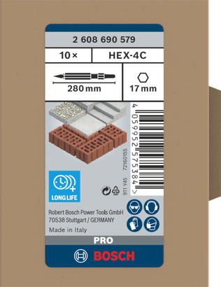 Cincel puntiagudo Bosch HEX-4C 17 mm.