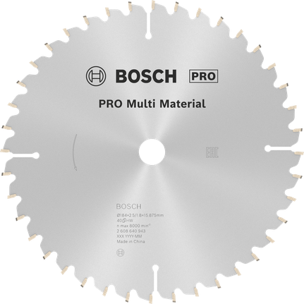Hoja de sierra circular multimaterial Bosch PRO 184 mm 40 dientes.