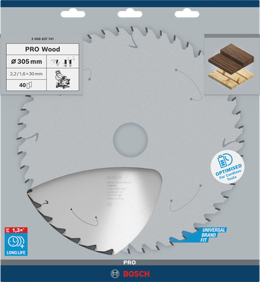 Hoja de sierra Bosch PRO Wood 305×2,2×30 mm T40.