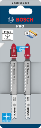 Hojas de sierra de calar Bosch PRO Plastics PP clean T102D de 100 mm (2 unidades).
