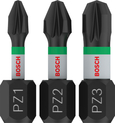 Juego de puntas de impacto Bosch PRO PZ PZ1 PZ2 PZ3 de 25 mm.