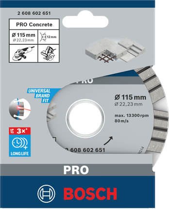 Disco de diamante para hormigón Bosch PRO 115×22,23 mm.