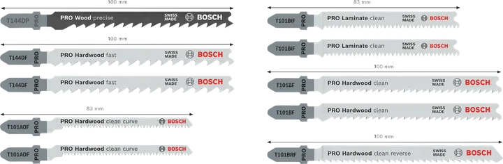 Juego de hojas de sierra de calar para madera dura y laminada Bosch PRO, 10 piezas.