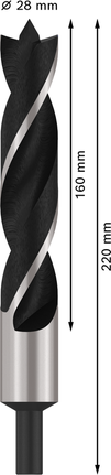 Broca de punta fina para madera Bosch PRO de 28 mm para perforaciones precisas en madera.