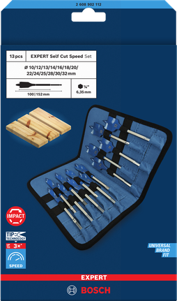 Juego de 13 brocas de pala autocortantes Bosch EXPERT.