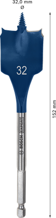 Broca de pala autocortante Bosch EXPERT de 32 x 152 mm.