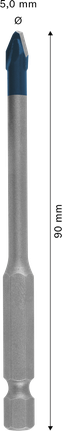 Broca de cerámica dura Bosch EXPERT HEX-9 de 5x90 mm.