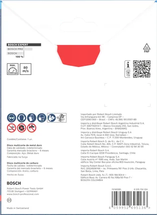 Disco de corte de carburo multimaterial Bosch EXPERT 110 x 20 mm.