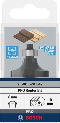 Broca fresadora Bosch PRO de 10 mm R 10, vástago de 8 mm.