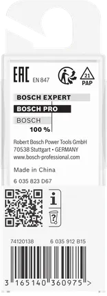 Broca recta para fresadora Bosch PRO de 1/8″ x 19/64″, vástago de 1/4″.